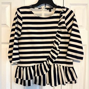 J.Crew Striped Ruffle Peplum Blouse